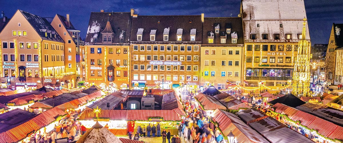 A view over the Christmas market in Nuremberg, Germany